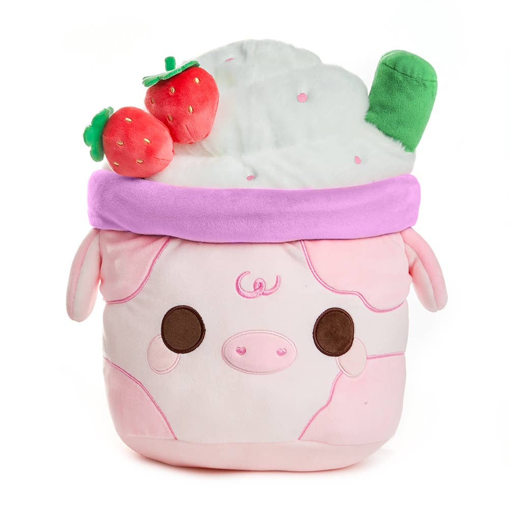 Strawberry Mooshake  (Soft Cute Kawaii Pink Cow Plushie)