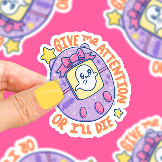 Give Me Attention or I'll Die Gamer Vinyl Sticker