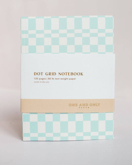 Blue Checked Softcover Dot Grid Notebook