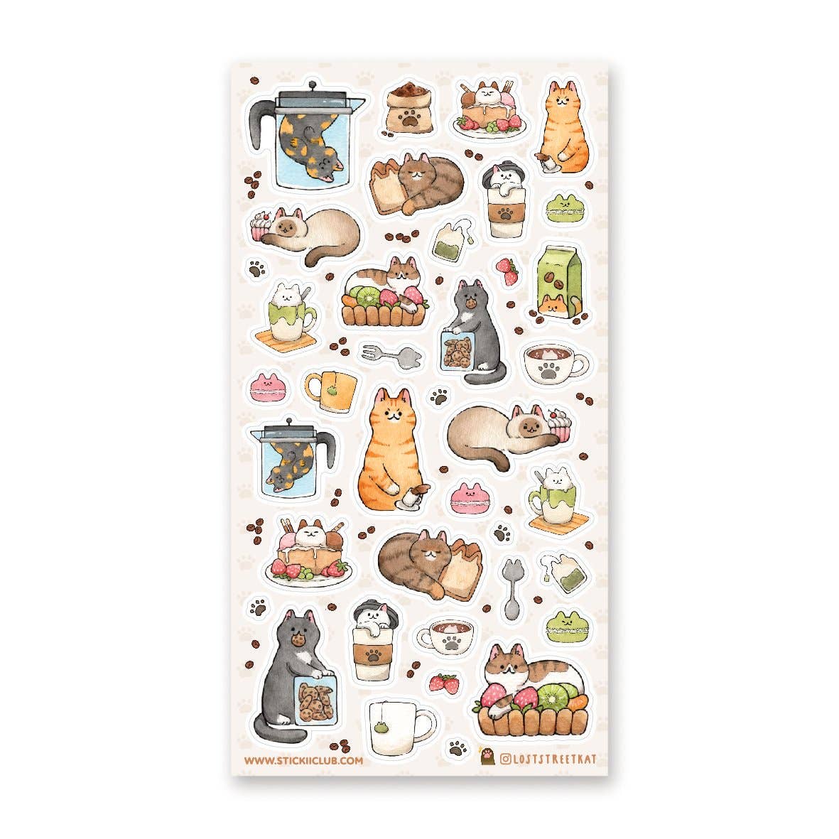 Cat Cafe Treats Sticker Sheet