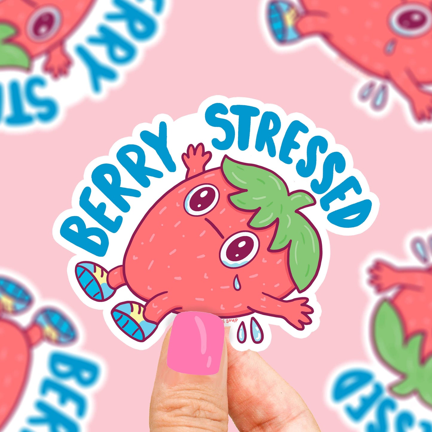 Berry Stressed Strawberry Vinyl Sticker