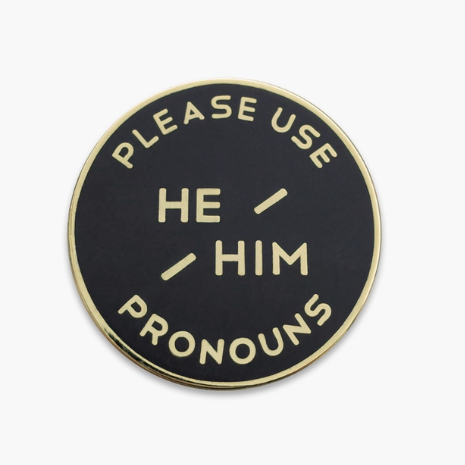 He/Him Enamel Pronoun Pin